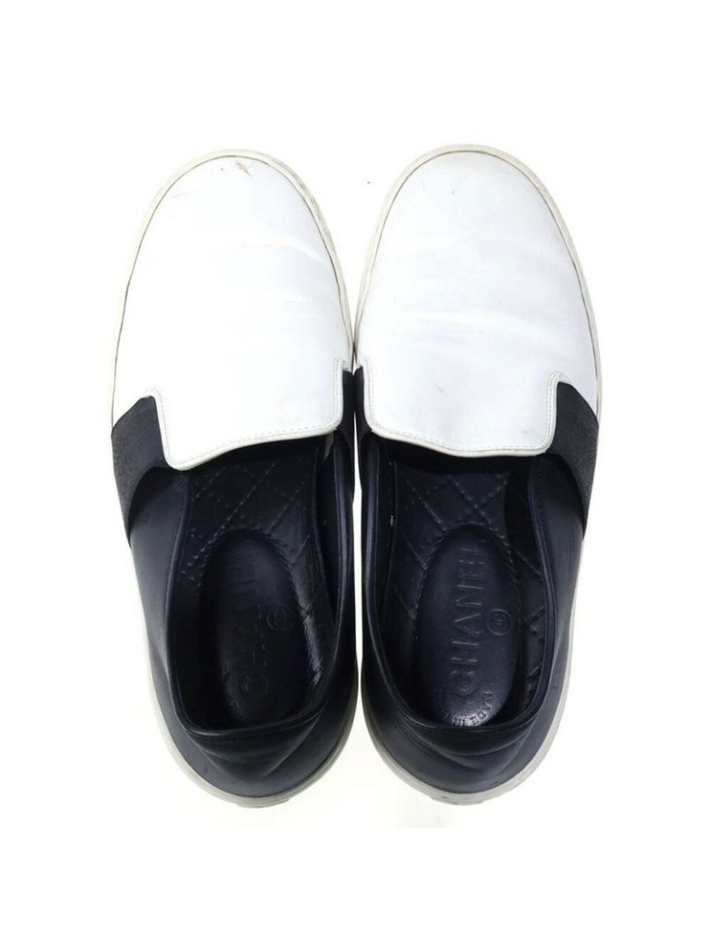 Chanel Bicolor Slip on Low Cut Shoes White Black - Picture 4 of 6